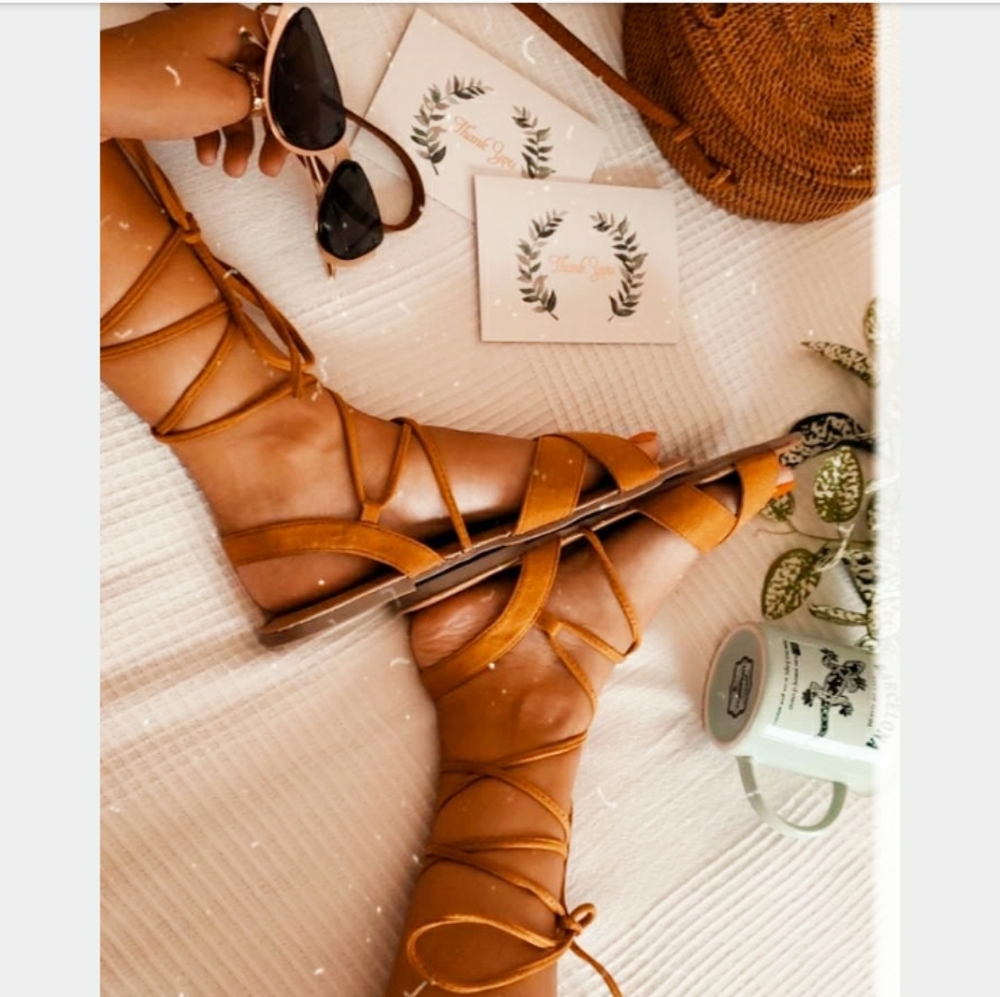 The Thiva// camel lace up sandal - Picture 6 of 7